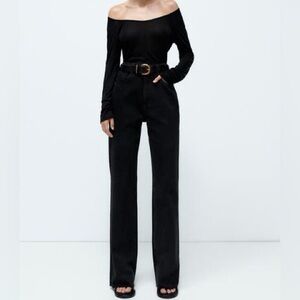 Zara Z1975 Black Full Length Straight Leg Jeans Denim